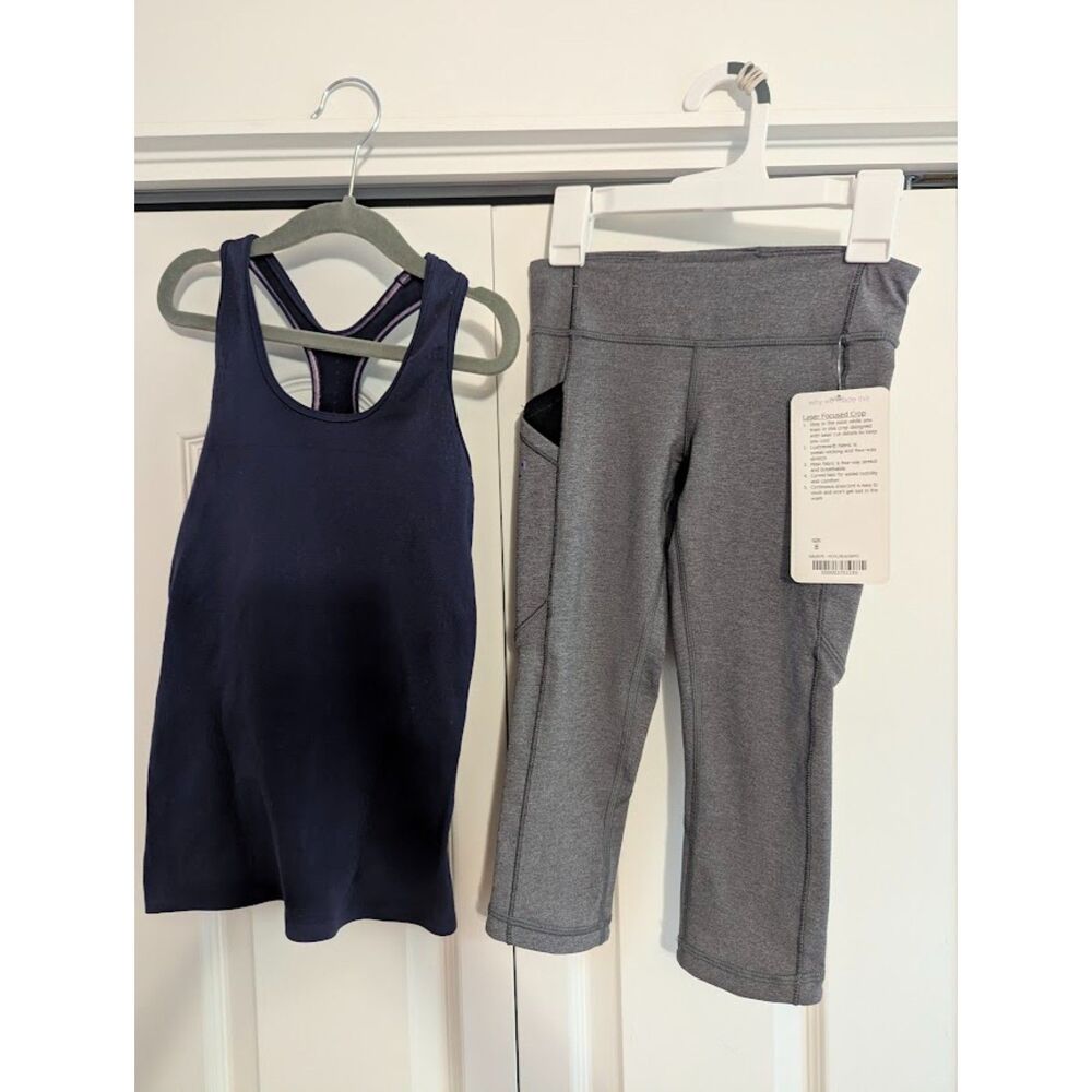 NWT / EUC Ivivva by Lululemon Laser Focused Crop Leggings and free bonus EUC Tan